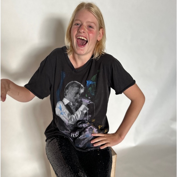 Tops - David Bowie T-shirt hand painted by Clara Woods